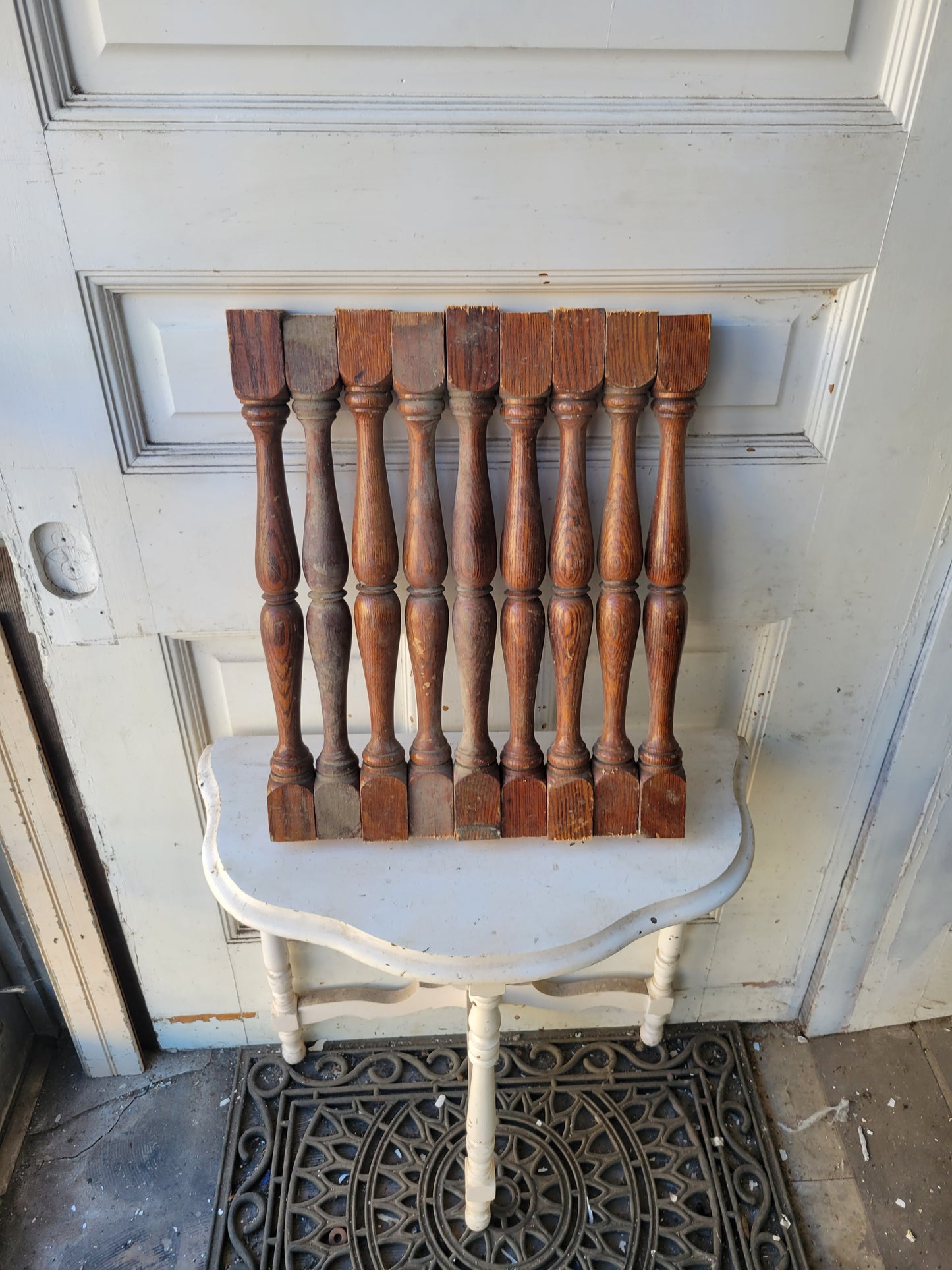 Nine Matching Antique Turned Spindles, Turned Staircase Balusters #01