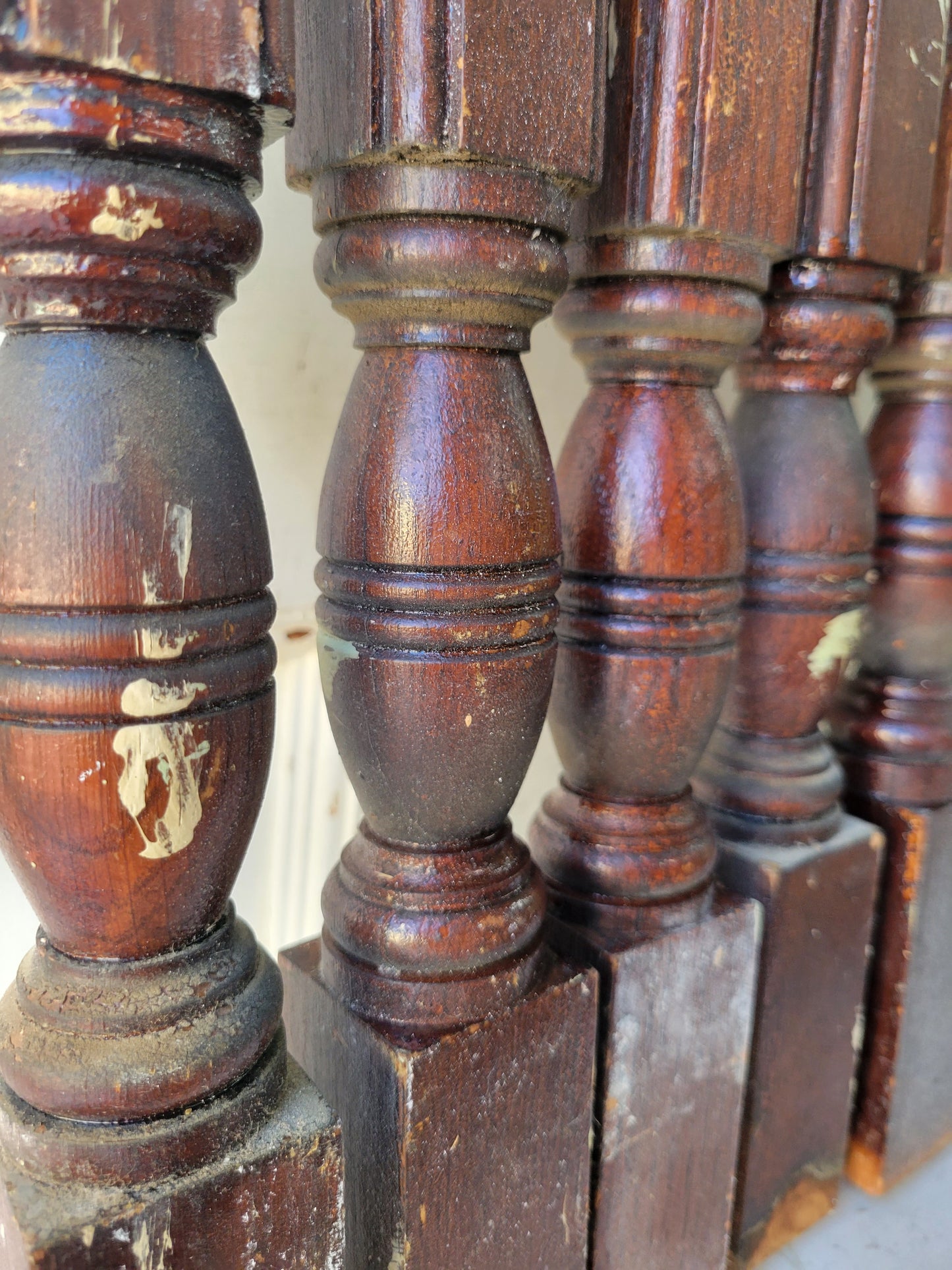 Seven Matching Antique Turned Spindles, Turned Staircase Balusters #02