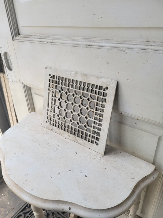 10 x 12 Ornate Cast Iron Register Cover with Honeycomb Design, Floor or Wall Mount Heat Register Grate #060622