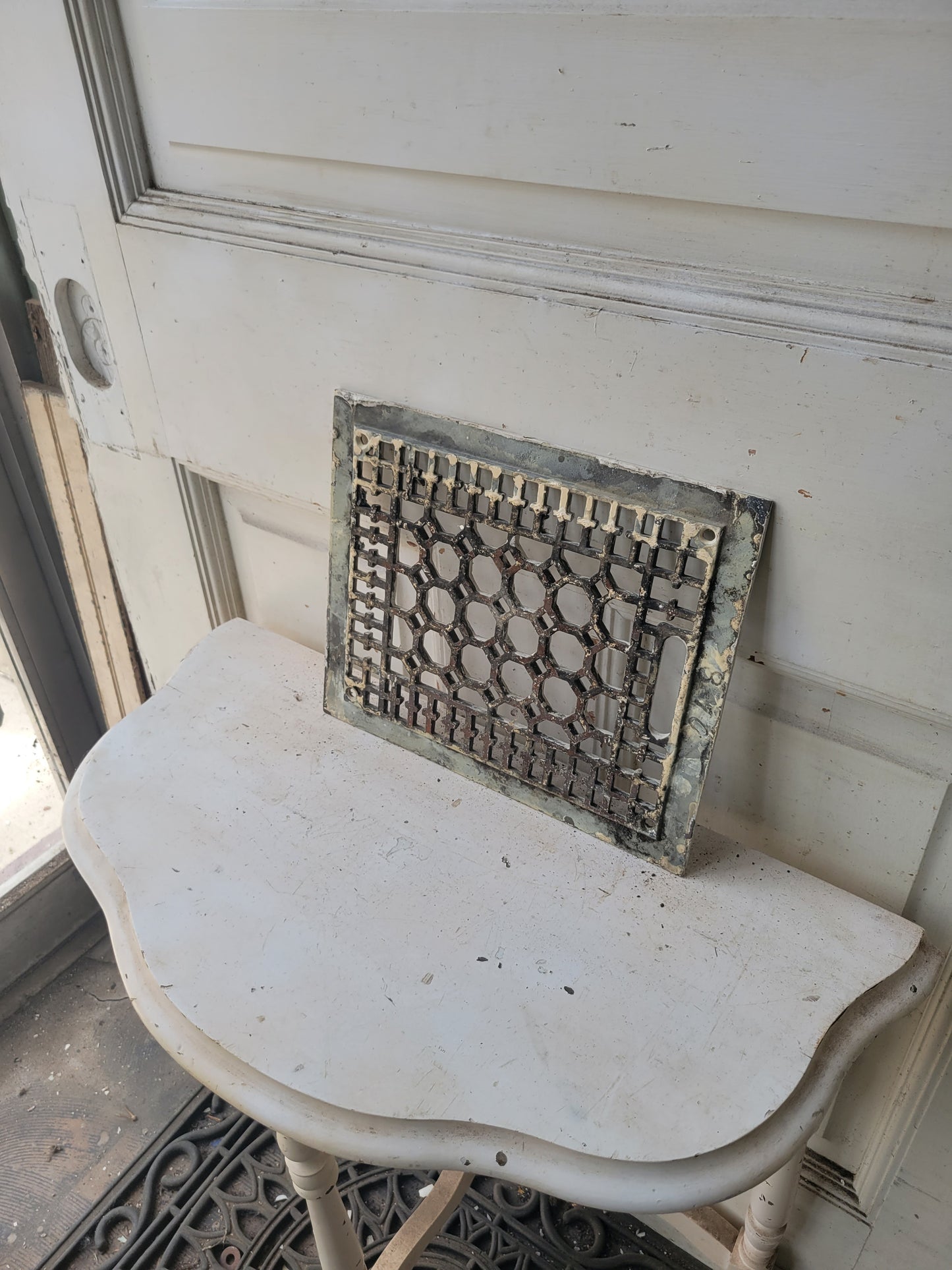 10 x 12 Ornate Cast Iron Register Cover with Honeycomb Design, Floor or Wall Mount Heat Register Grate #060622