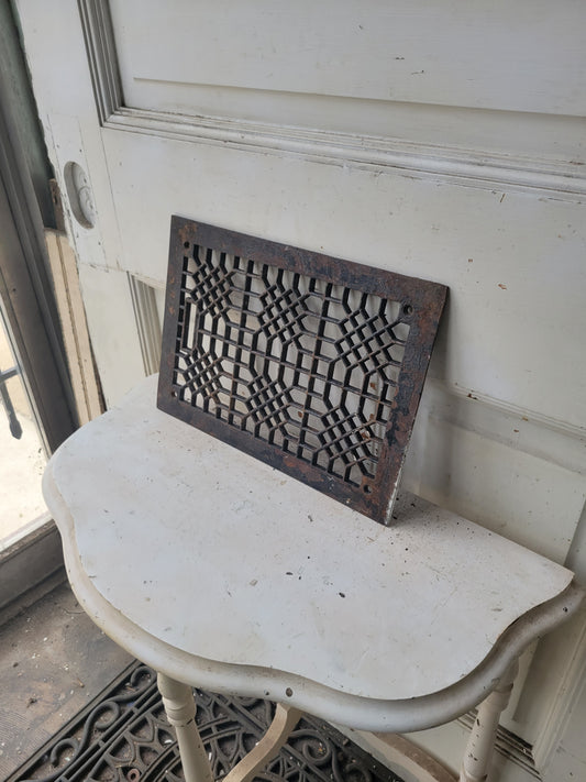 10 x 14 Lattice Design Antique Cast Iron Vent Cover, Floor or Wall Metal Register Grate #060625