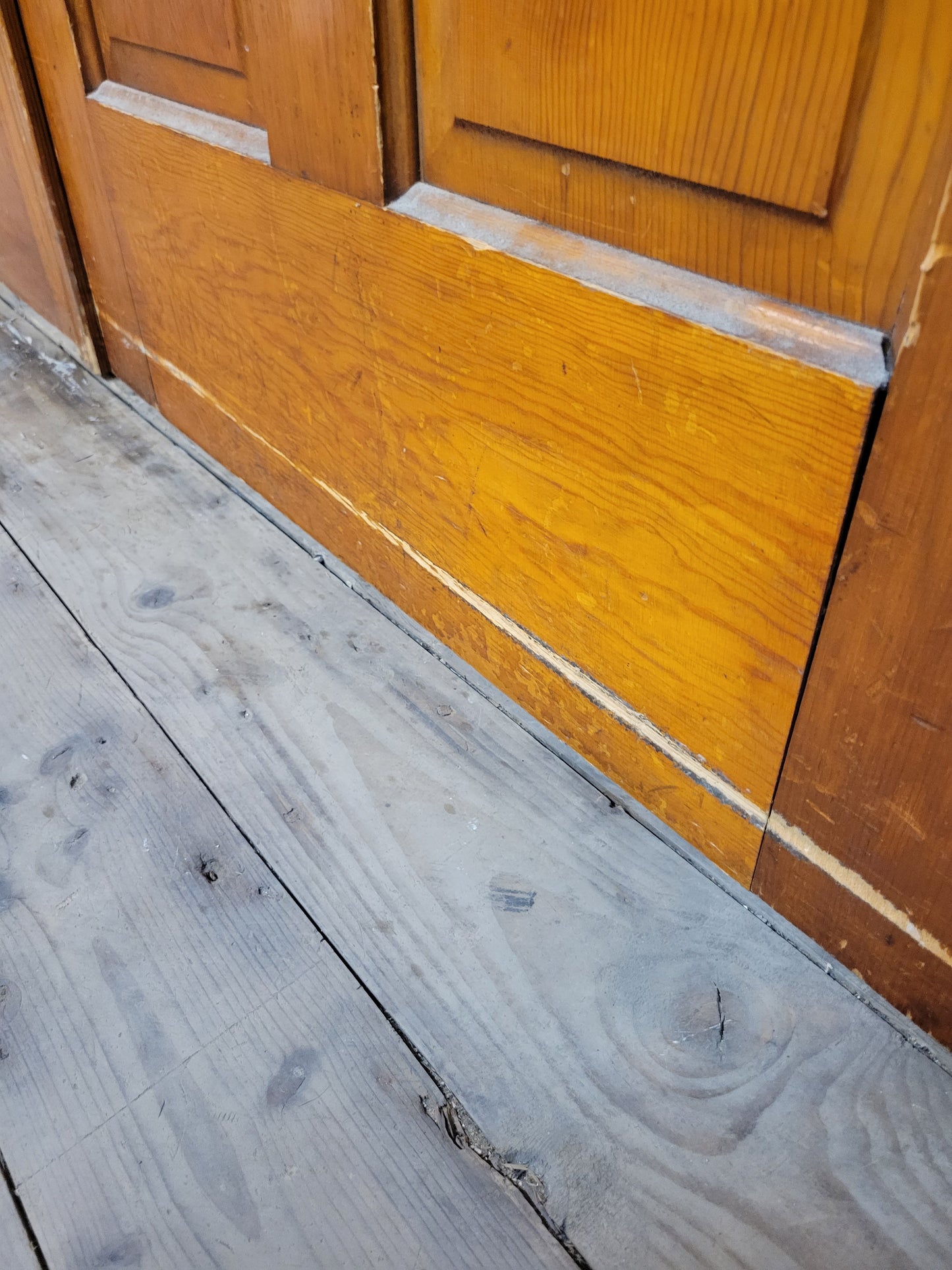 Large Antique Trifold Door Set, Three Folding Solid Door Set