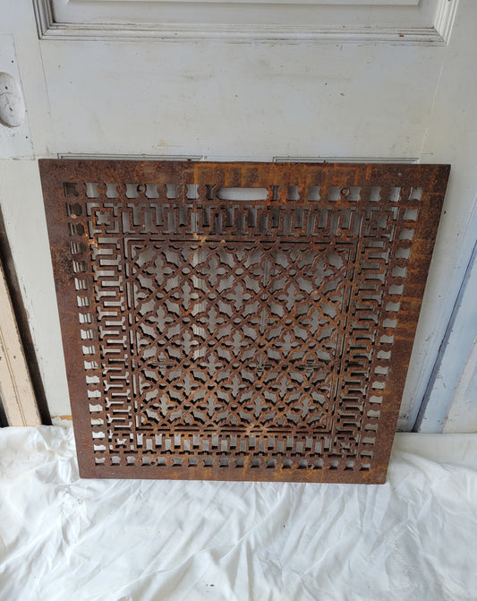 29" Large Antique Iron Floor Vent Cover, Extra Large Metal Floor Register Grate Cold Air Return #070808