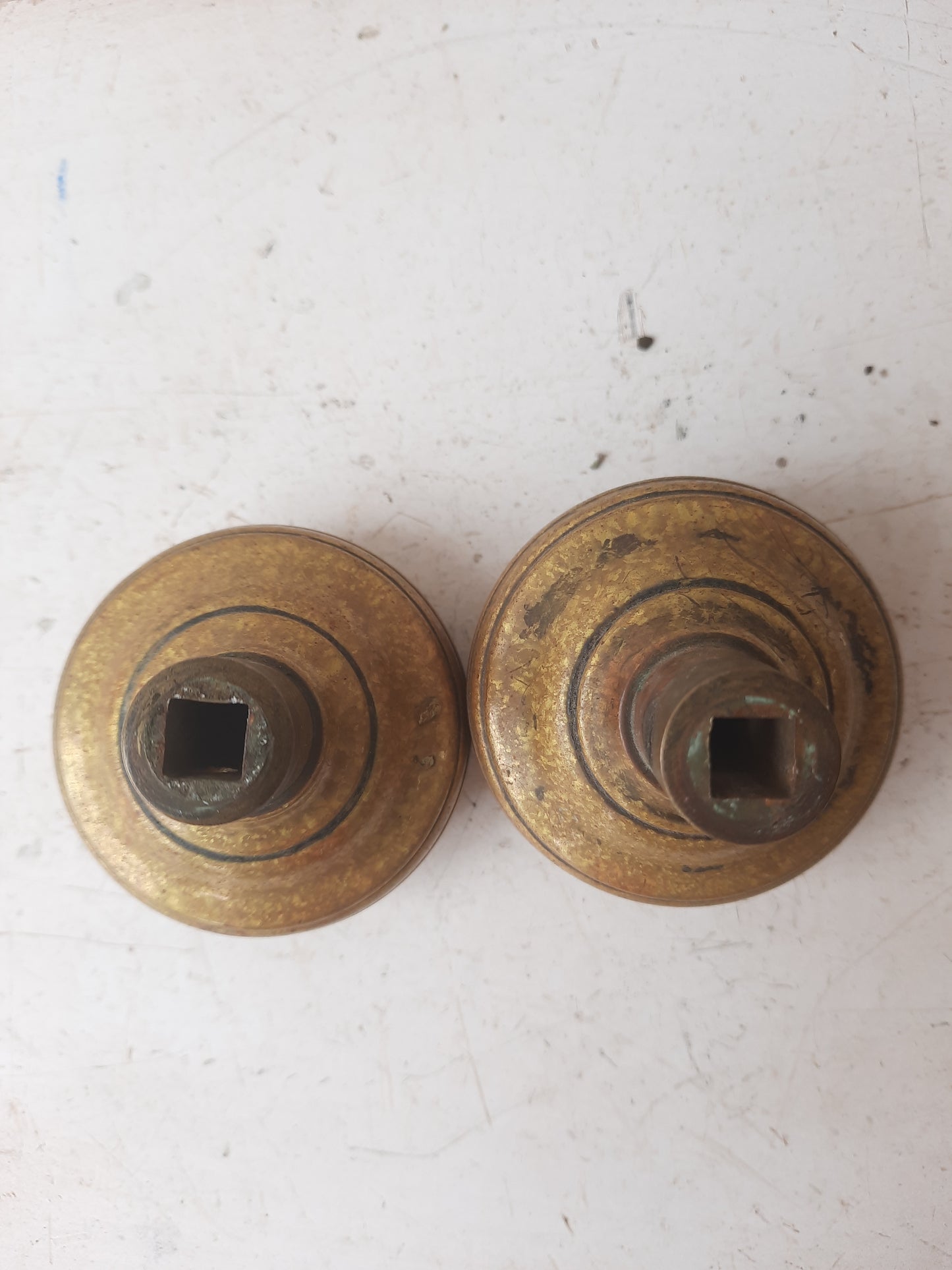 Ornate Pair of Antique Brass Doorknobs, 1900s Brass or Bronze Door Knobs with Design F-208