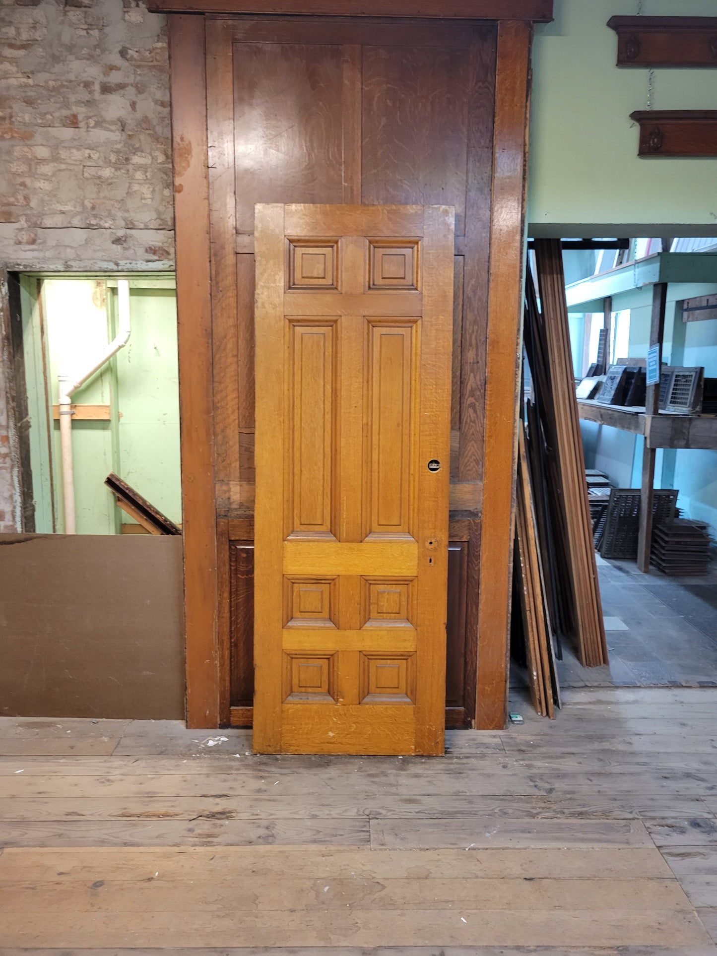 32" Eight Panel Antique Wood Door, Quarter Sawn Antique Oak Interior Door