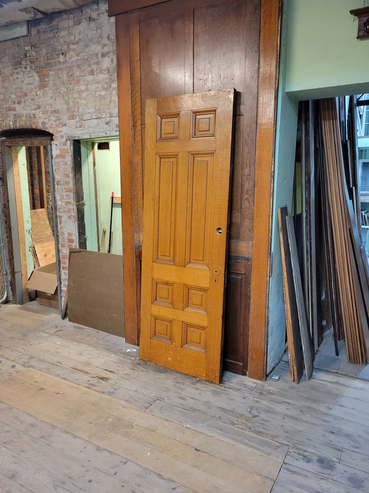 32" Eight Panel Antique Wood Door, Quarter Sawn Antique Oak Interior Door