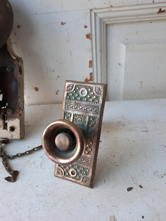 Antique Push Button Doorbell, Victorian Era Ornate Working Doorbell