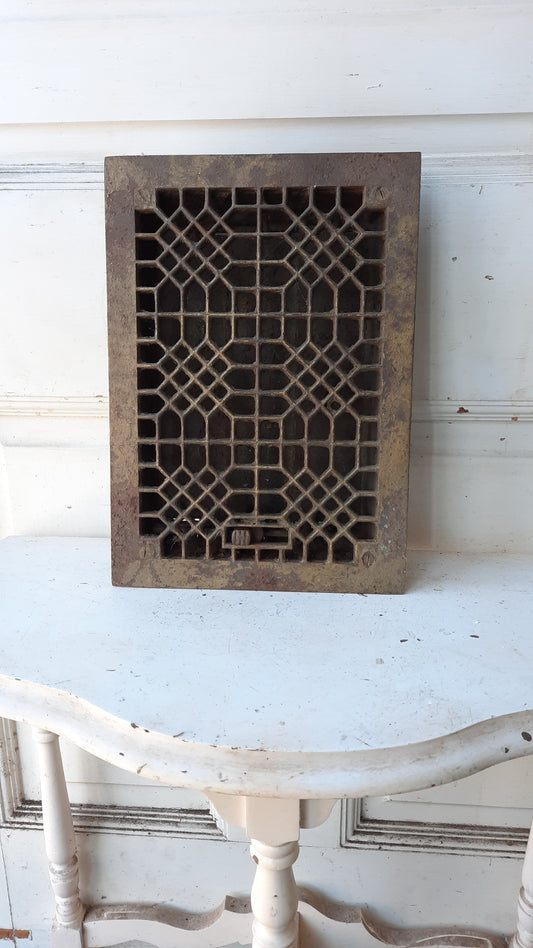 10 x 14 Working Inch Cast Iron Vent Cover, Small Victorian Era Heat Vent Grate #111004