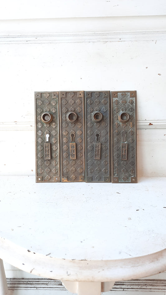 Bronze Entry Plate with Keyhole Drop, Double Keyhole Door Plate with Swinging Cover