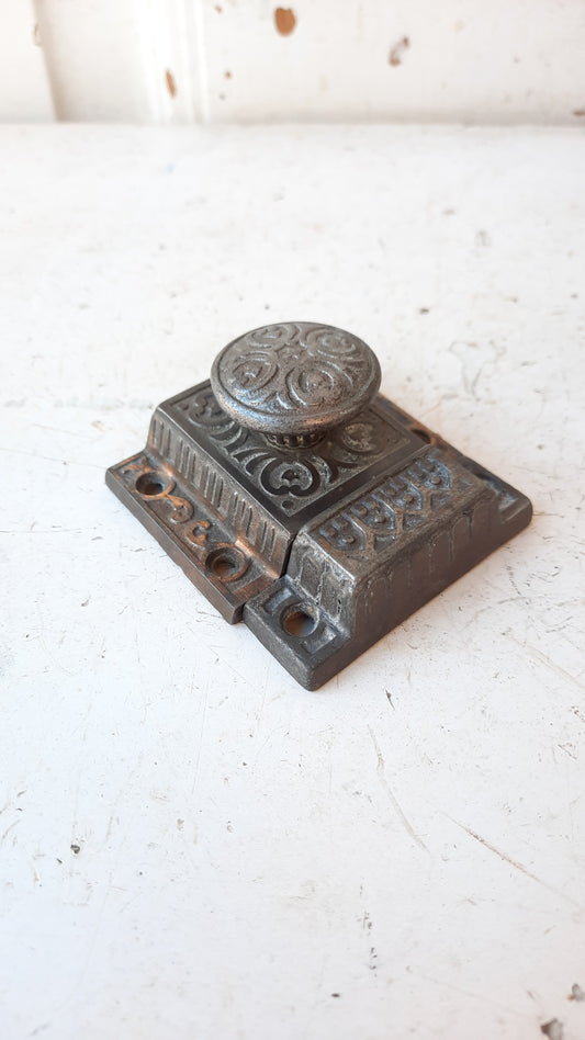 Antique Ornate Iron Eastlake Cabinet Latch, Fancy Cabinet Lock Set