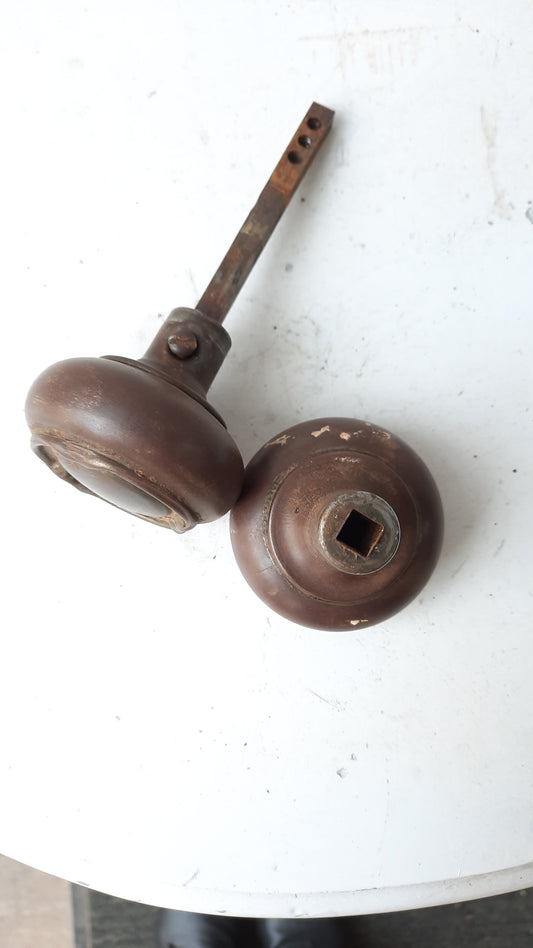 Simple Design Wrought Steel Doorknobs, Antique Pair of Door Knobs