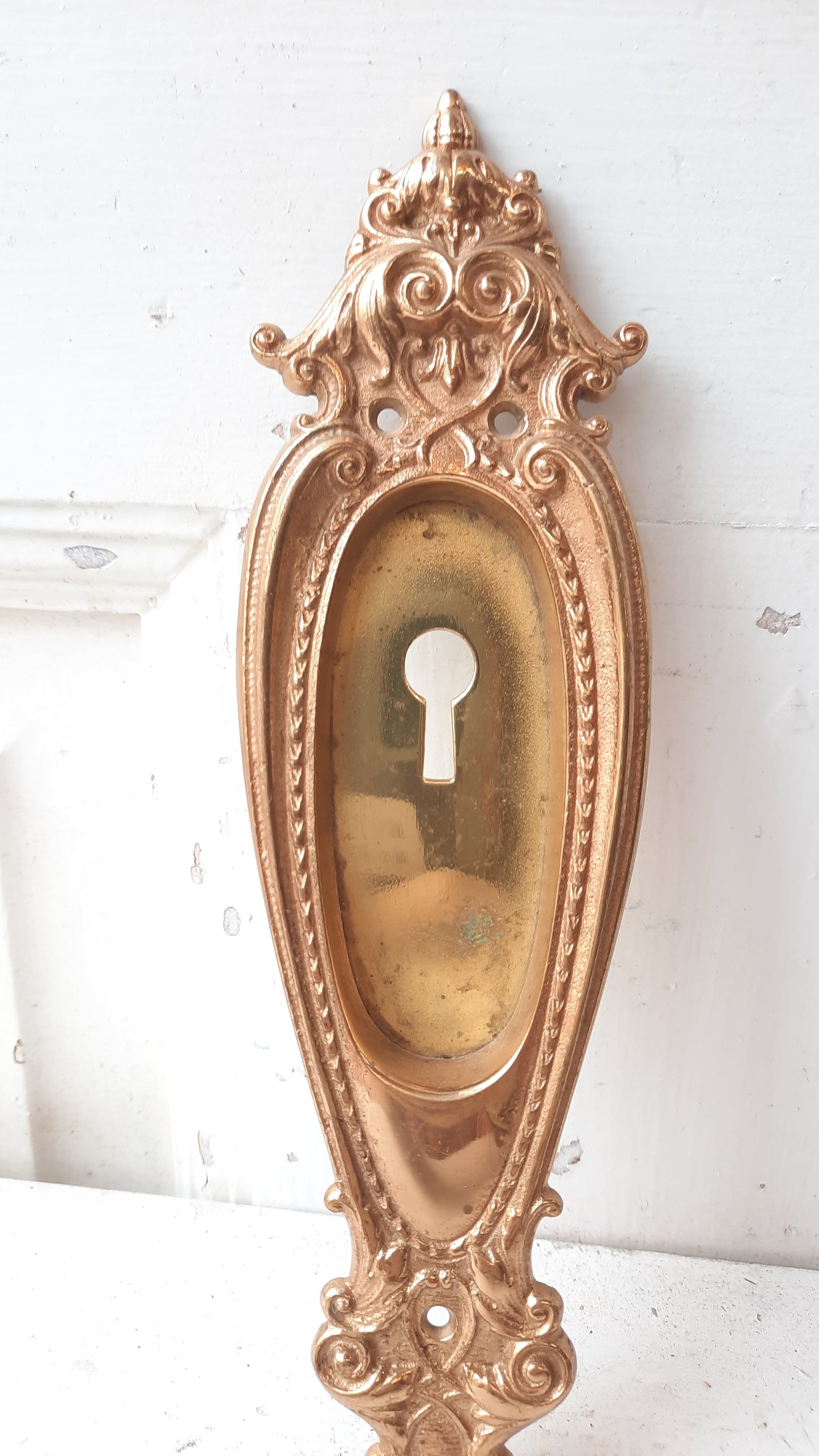 Single Fancy Pocket Door Pull, Antique Brass Rolling Door Recessed Handle