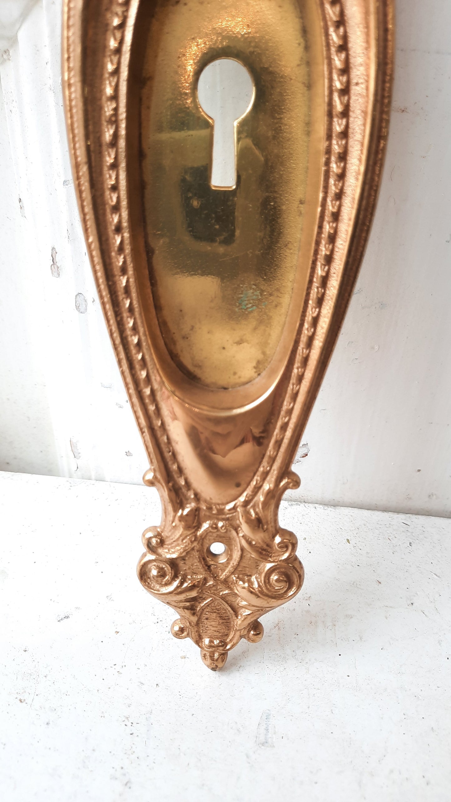 Single Fancy Pocket Door Pull, Antique Brass Rolling Door Recessed Handle