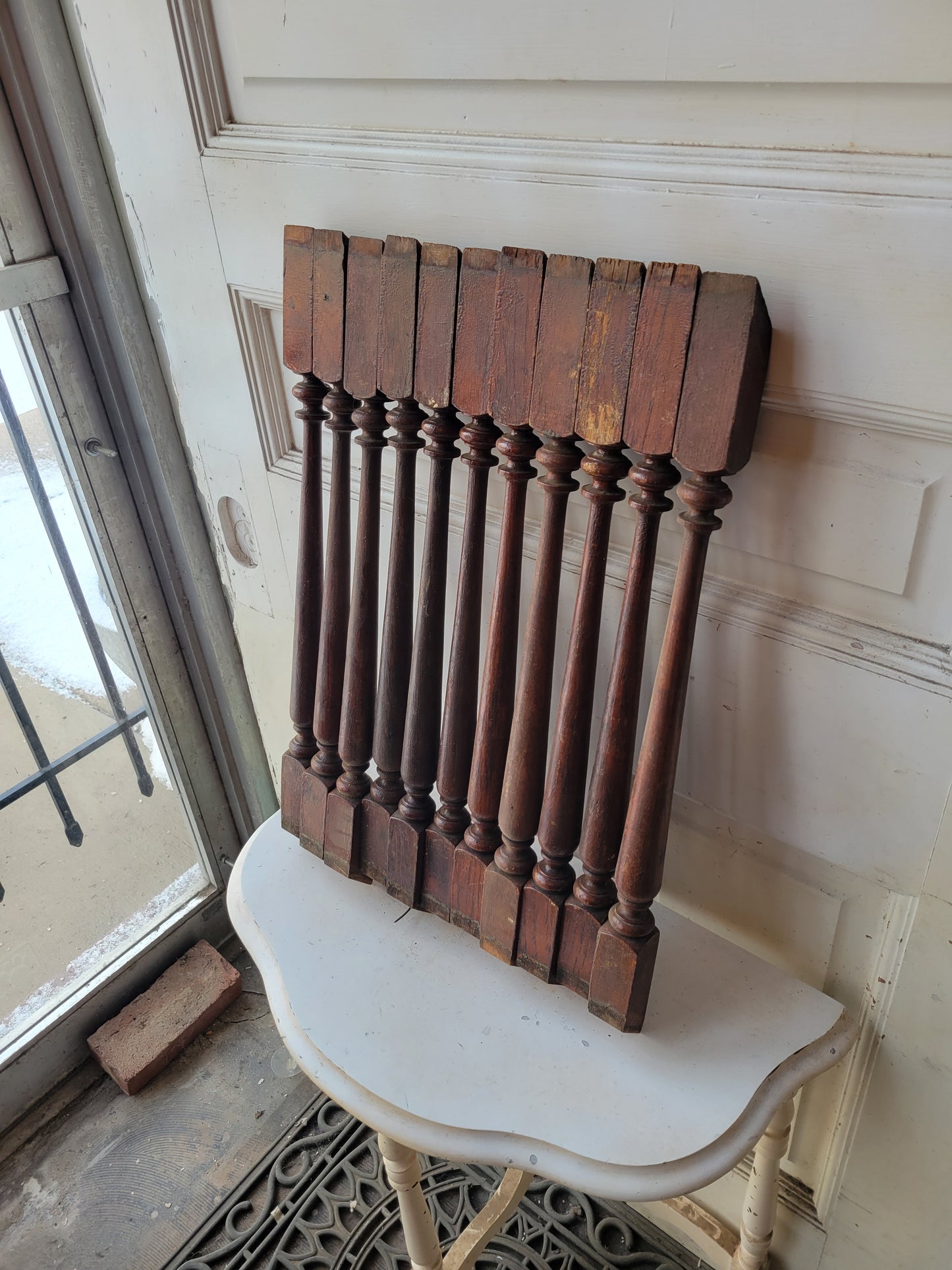Eleven Antique Turned Wood Spindles, 11 Victorian Staircase Spindles #012804