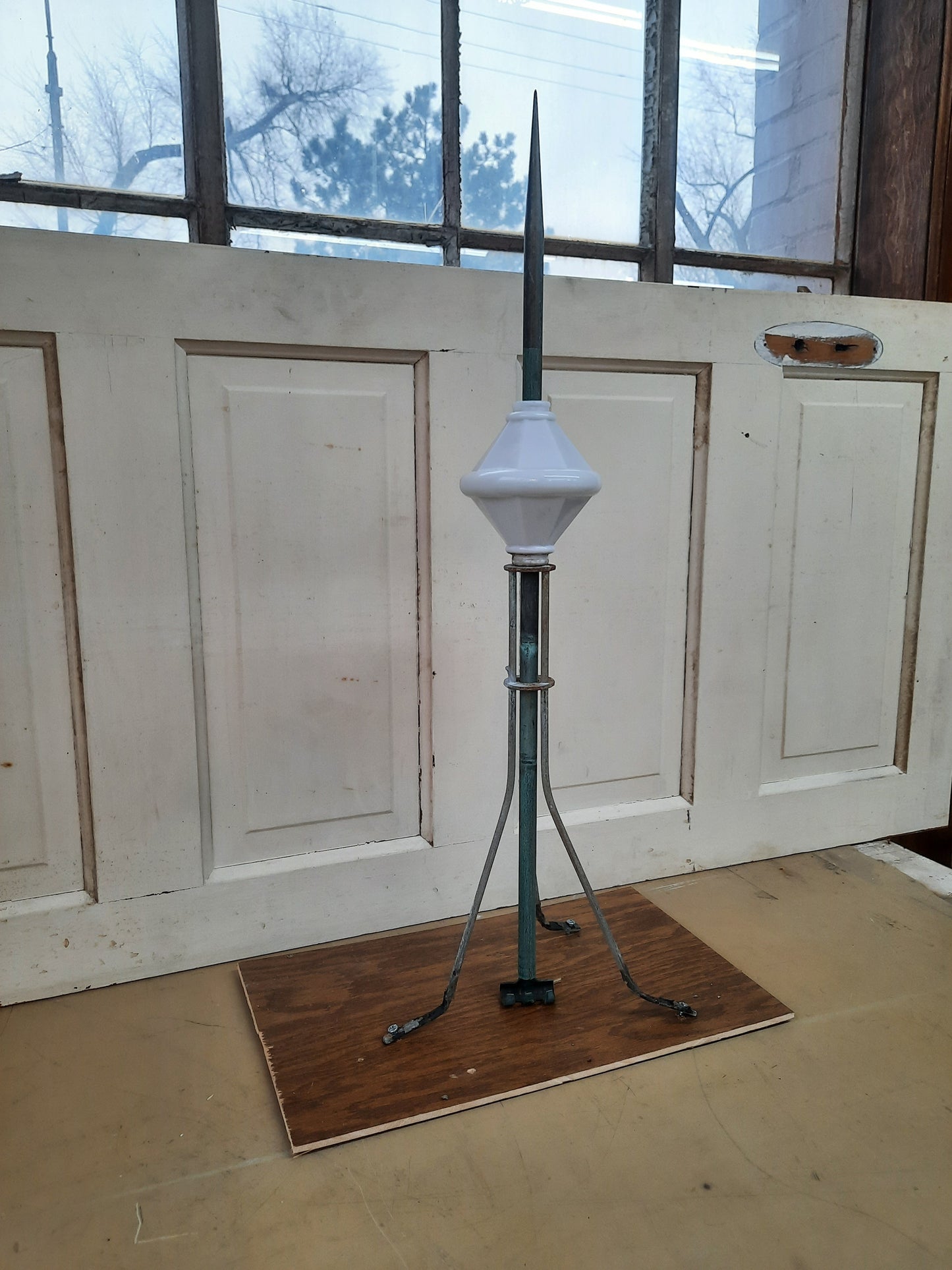Farmhouse Lightning Rod with Geometric Glass Globe, Copper Lightning Rod with Ball #2