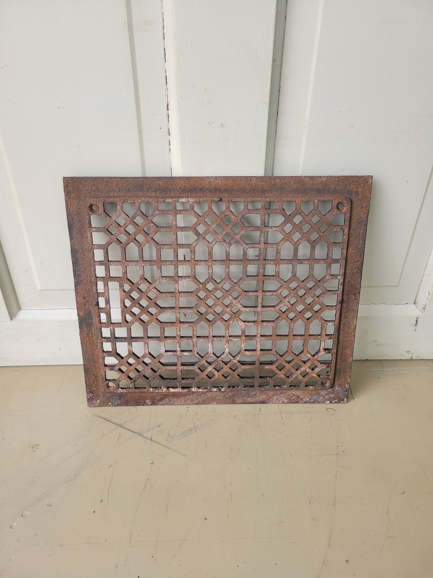 14 x 12 Ornate Iron Floor Grate, Antique Iron Vent Cover #031806