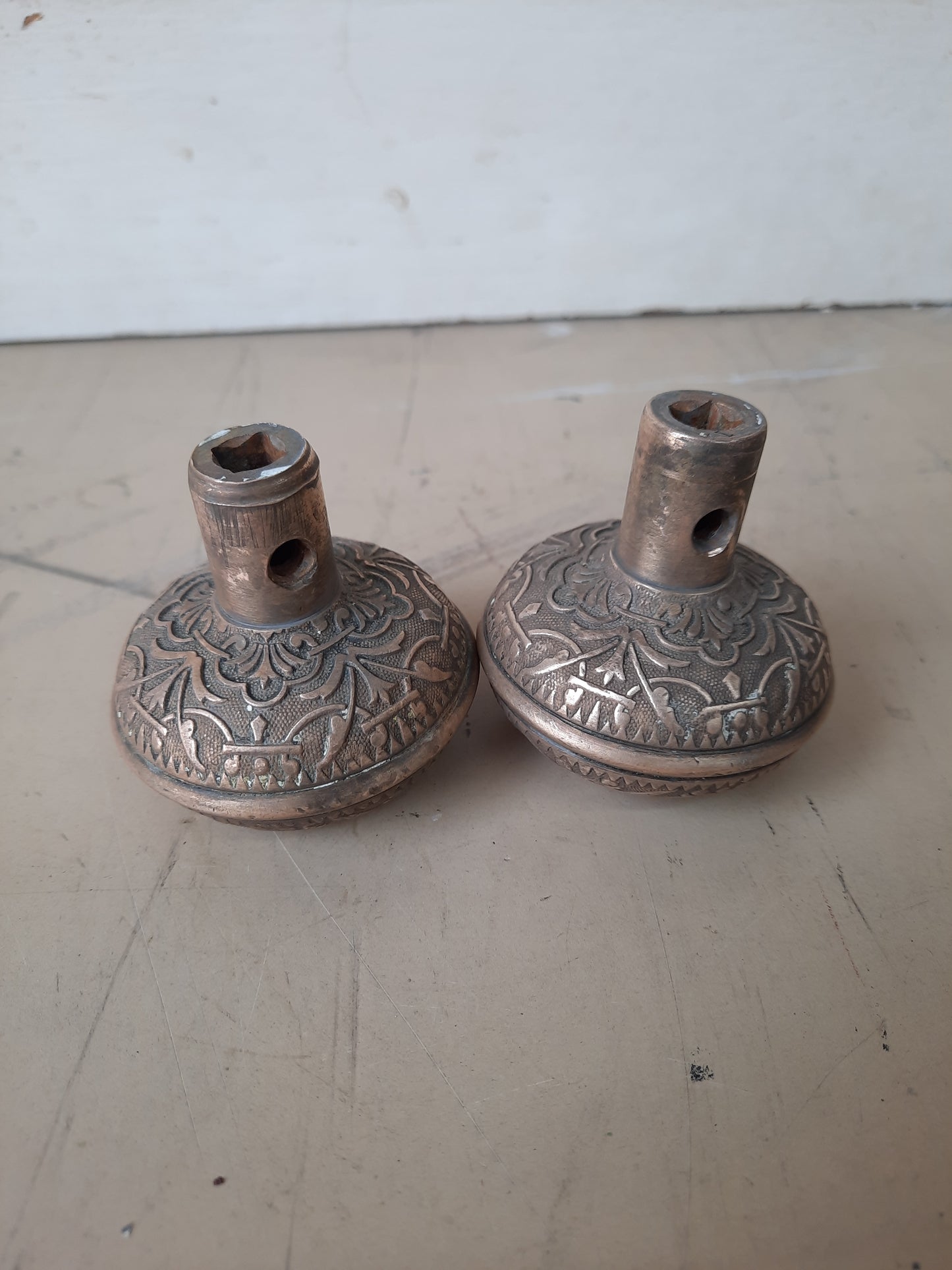 Victorian Wrought Bronze Aesthetic Style Doorknob Set, Antique Eastlake Bronze Ornate Door Knobs