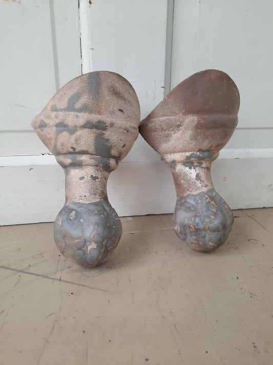 Antique Rustic Cast Iron Tub Feet, Pair of Ball and Claw Tub Feet, Claw Foot Tub