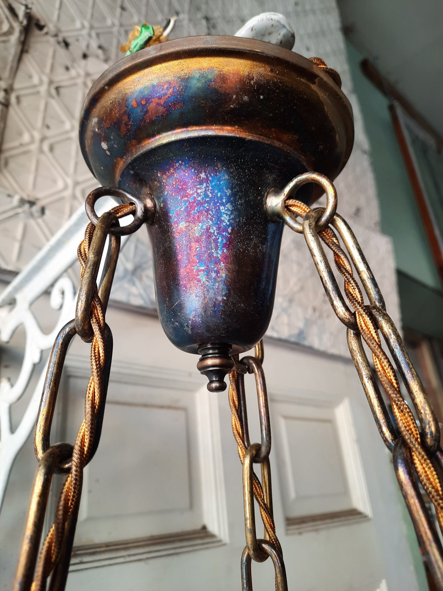 Vintage Metal Lamp Piece Antique Brass Finish Salvaged Lamp Part
